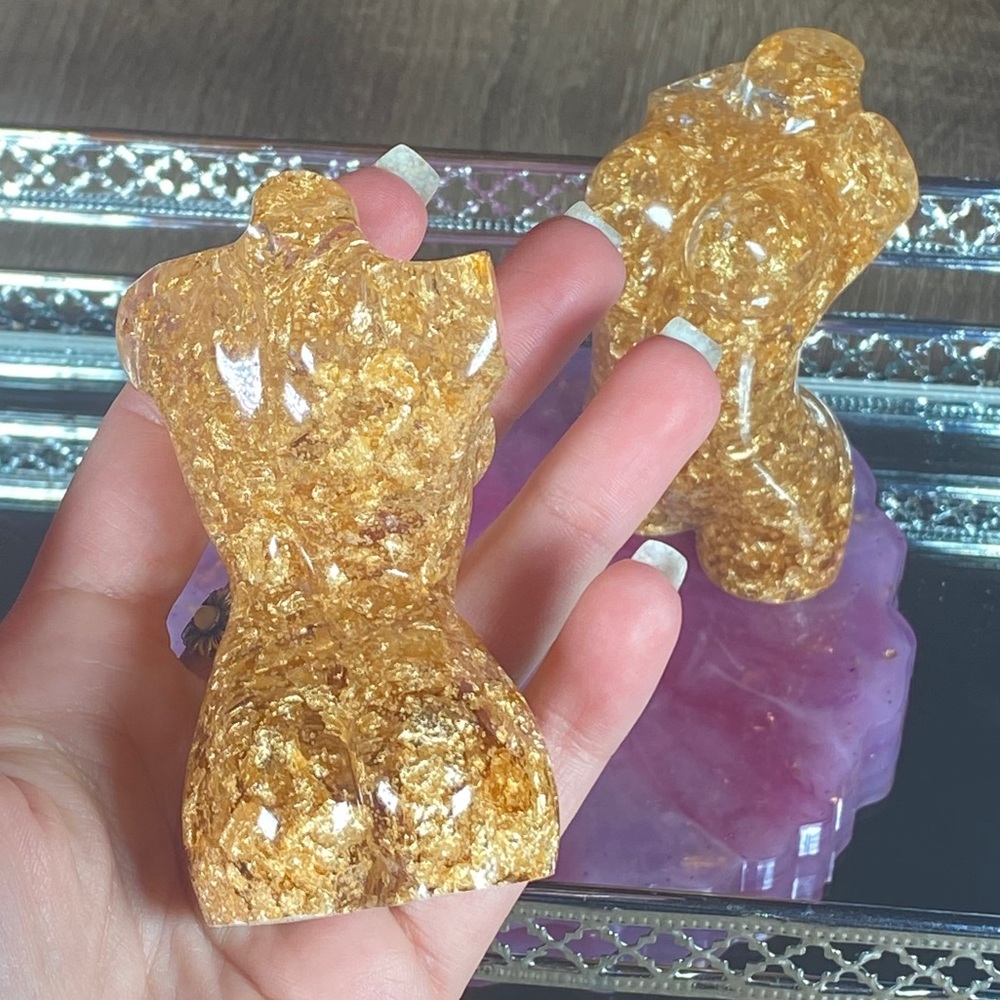 Gold Nude Woman Body Mini Statue Resin Art - Picture 8 of 16